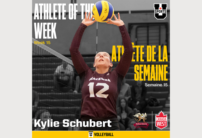 Kylie Schubert became the first MacEwan student-athlete to win a U SPORTS athlete of the week award on Wednesday.
