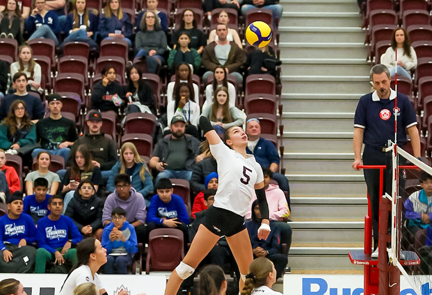 Mariah Bereziuk led the Griffins to victory with 20 kills on Friday night (Lisa Cannon photo).