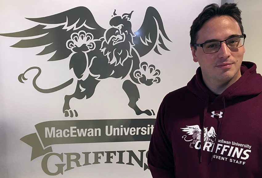 James Penny, who has worked on the MacEwan Sports and Wellness welcome desk for the past 10 years, is joining the Griffins Athletics department in the newly-created role of equipment and events co-ordinator.
