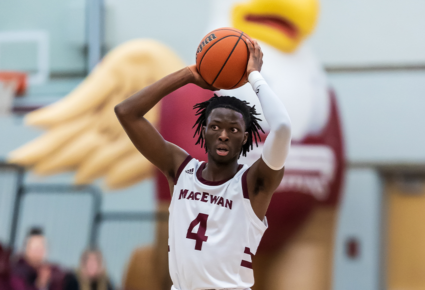 Matthew Osunde and the Griffins men's basketball team will welcome three other Canada West teams to the David Atkinson Gym this weekend (Robert Antoniuk photo).