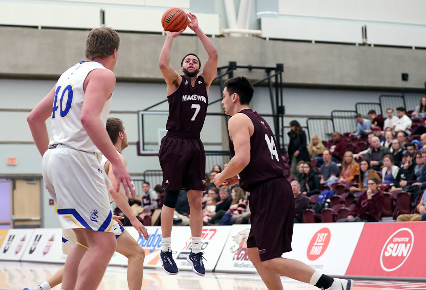 Jake Notice is one of four Griffins players averaging in double digits for points this season. They'll try to close out the season on a high note in their regular season finale at UNBC (Eduardo Perez photo).