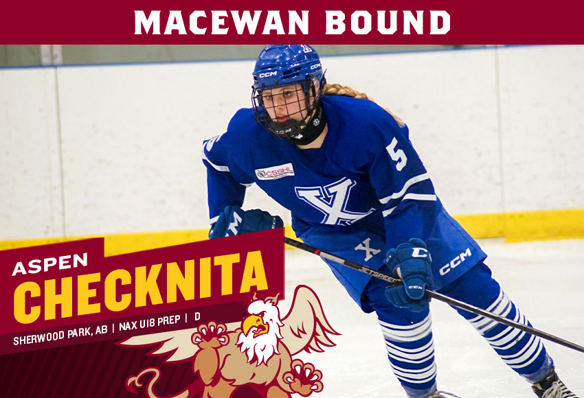 Aspen Checknita is a fast, strong defender who will help MacEwan's blue line both offensively and defensively.